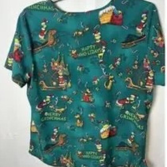 The Grinch Scrub Top Shirt Christmas Women's Size 3XL Dr. Seuss Holiday - Picture 2 of 3